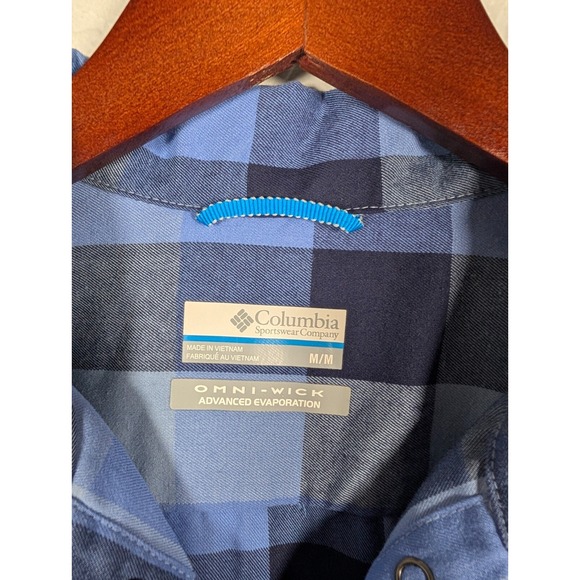 Columbia Blouse Womens Medium Shirt Blue Plaid Pockets Long Sleeve Outdoor - Picture 4 of 11